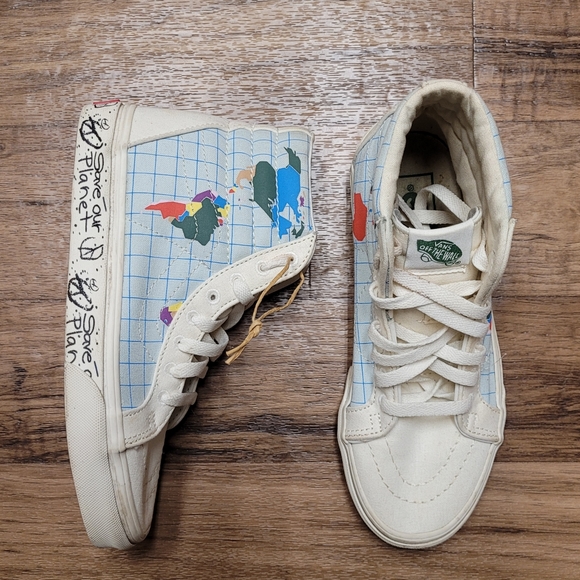 VANS Sk8-Hi SAVE OUR PLANET World MP Skate Shoe Sz 4 boys / Sz 5.5 Women's - Picture 4 of 9